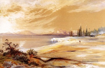Hot Springs on the Shore of Yellowstone Lake Rocky Mountains School Thomas Moran Oil Paintings